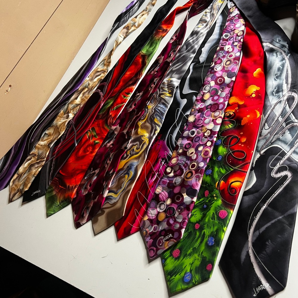 Lot of 10 J Garcia Silk Ties Jerry Garcia Art Abstract Psychedelic Silk Neckties